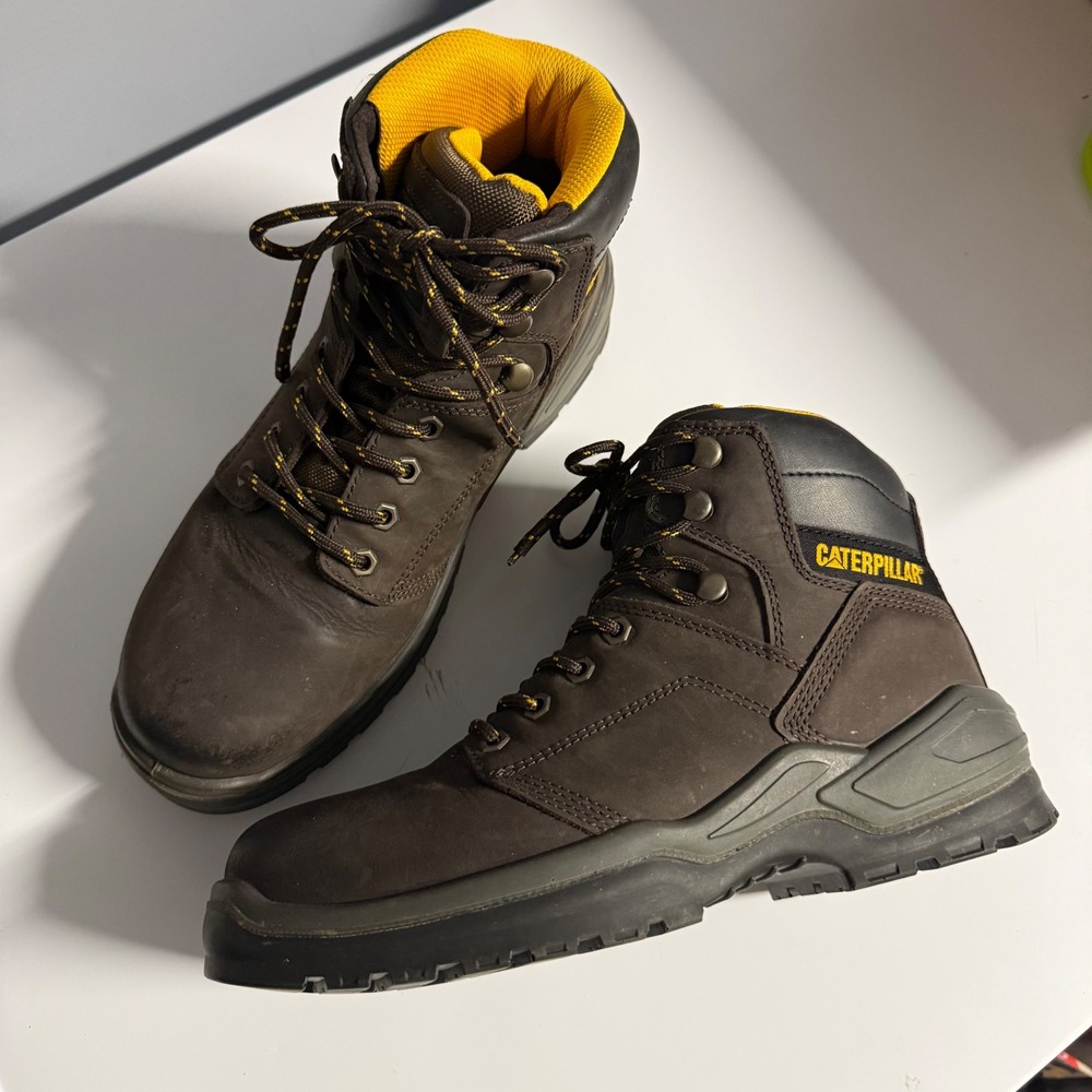TT Cat Caterpillar Wide Width Outline Steel‎ Toe Work Boot Leather Steel Toe 9.5